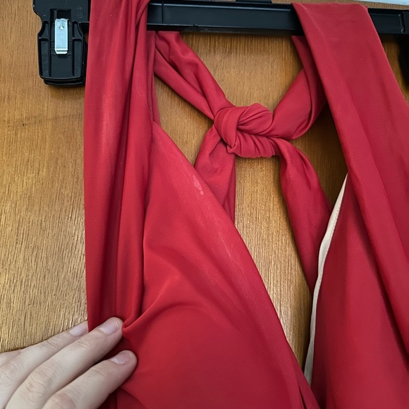 Miraclesuit Red One Piece Swimsuit with Halter Neckline - Picture 3 of 5